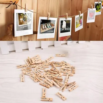 

50Pcs Mini Wooden Clothespin Photo Paper Clips Peg Pin Craft Postcard Clips Home Decoration Photo Clips