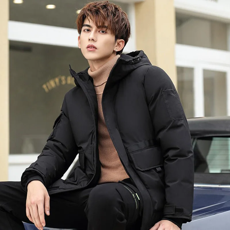 Men Winter Jacket New Fashion Blue Duck Down Jackets Men Hooded Down Jackets Warm Outwear Designer Black Coat Parkas Male