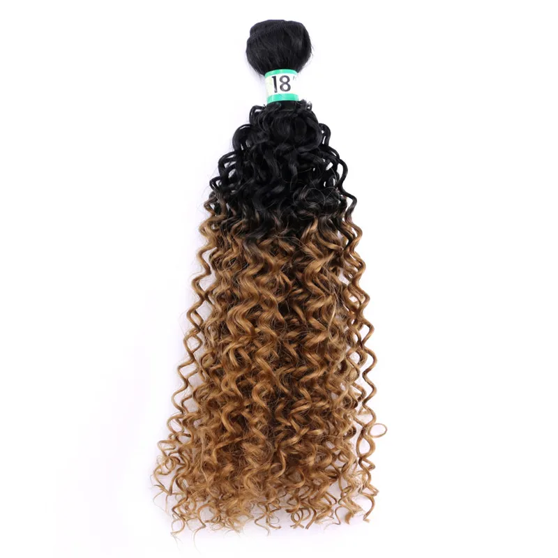 2 шт./лот афро кудрявые вьющиеся волосы плетение черный до золотой два тона Омбре синтетические волосы для наращивания для женщин - Цвет: T1B-27