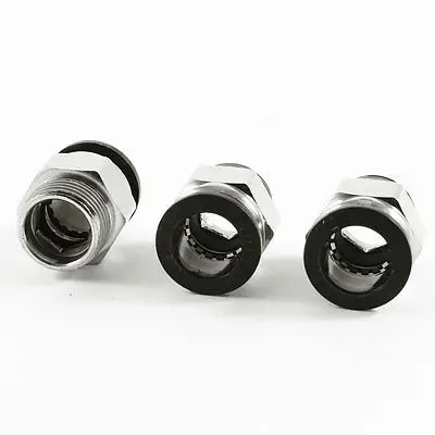 

3 Pcs 3/8" PT Male Thread 12mm Push In Joint Pneumatic Connector Quick Fitting