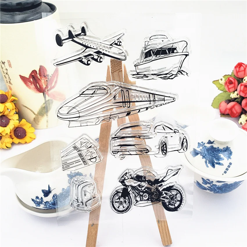 Hot selling Train plane alphabet transparent clear stamp / silicone seal roller DIY scrapbook album card production | Дом и сад