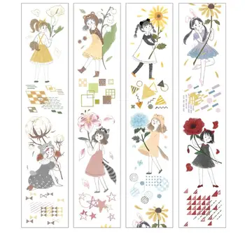 

Lovely Flower Girl Washi Tapes Bullet Journal Masking Tape Adhesive Tape DIY Scrapbooking Washi Stickers