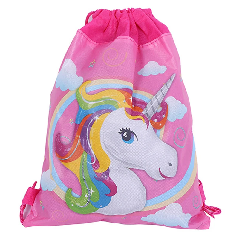 

1PCS Unicorn Theme Colorful Girls Kids Favors Drawstring Gifts Bag Birthday Party Decoration Mochila Non-woven Fabric Backpack