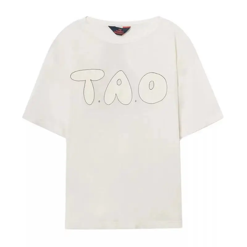 Футболка для маленьких мальчиков Tao/ г. Летние хлопковые топы, футболки с короткими рукавами для маленьких девочек Детские футболки с надписями, детская одежда для От 1 до 11 лет - Цвет: as picture