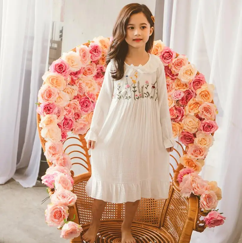 Одежда для сна маленьких девочек весна осень 2019 новая ночная рубашка принцессы с