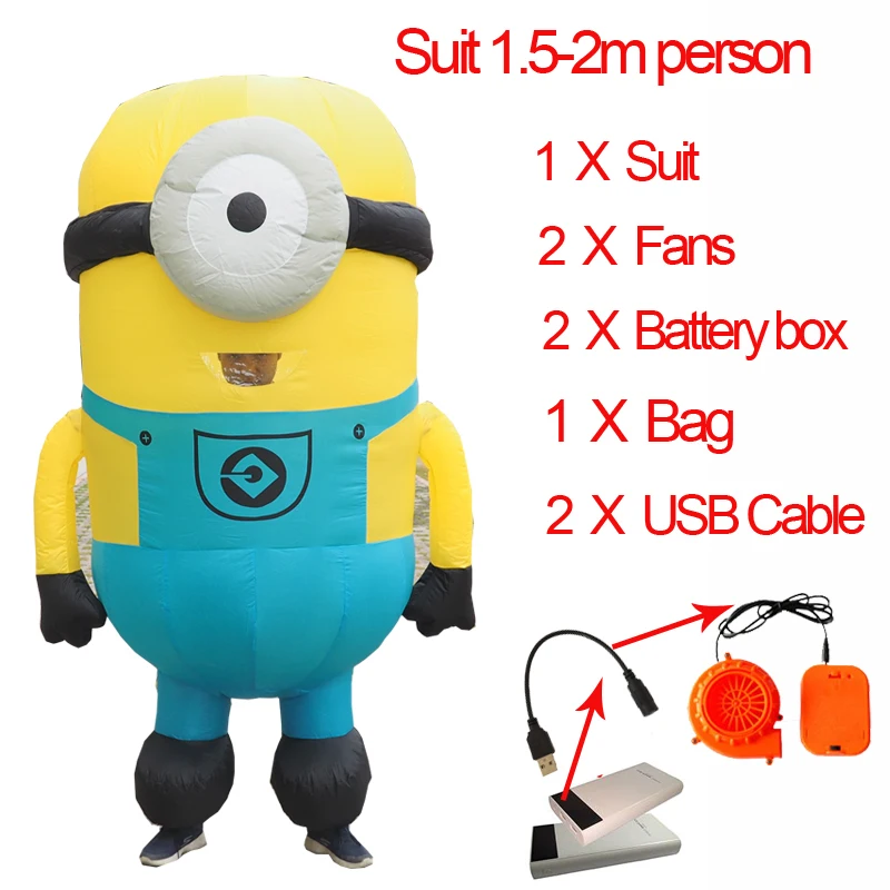 2019 Halloween Cosplay Party Costume Adult Minion Inflatable Minion Costume Mascot For 1.5-2m Adult and Child (2)