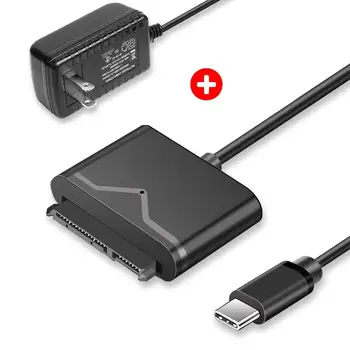 

2.5" 3.5" Type C USB 3.1 Gen1 to SATA III 6Gb/s Hard Drive SSD Converter Adapter Cable Support UASP With 12V 2A Power Adapter