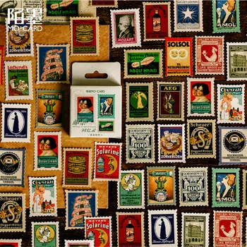 

46pcs/pack Vintage Stamp Boxed Stickers Retro Mini Decorative DIY Album Diary Scrapbooking Label Stickers School Supplies