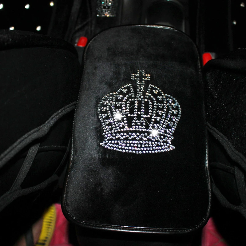 Автомобильный подлокотник Бархатные чехлы с кристаллами и кристаллами, подлокотники, подушки, авто стиль, аксессуары для интерьера