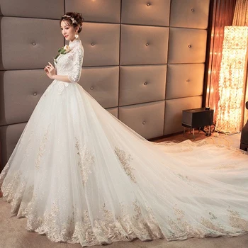 

Vintage Princess Design Ivory Color Custom Made Plus Size Bridal Gown Scoop Wedding Dress Vestidos de Novia