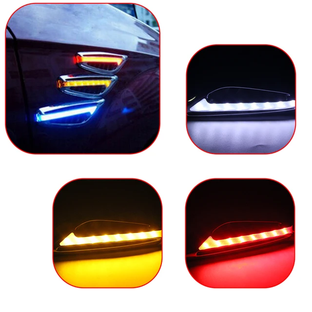 2pcs Led Universal Side Indicator Blinker Leaf Shape Car Car Accessories  DC12V Auto Car Steering Light Fender Side Lights
