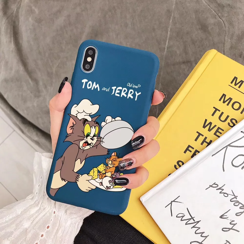 Милый чехол для телефона с забавным рисунком Tom Jerry для iPhone Xs MAX Xr X 6 6s 7 8 plus, мягкая задняя крышка из ТПУ с кошкой и Мышкой