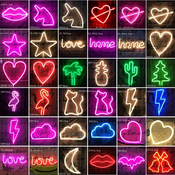 

Led Neon Light USB Rechargeable/Battery LED Neon Decorative Lights Colorful Rainbow Neon Sign for Room Home Party Neon Lamp