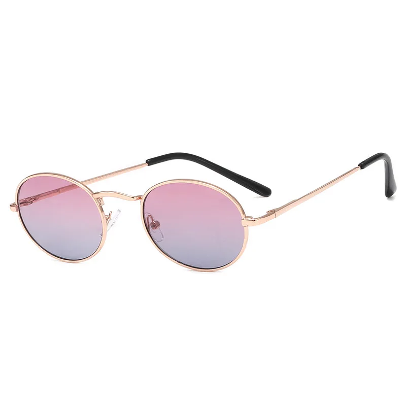 Роскошные детские очки детские круглая металлическая оправа солнцезащитные очки высокого качества детские солнцезащитные очки для мальчиков и девочек детские очки n844 - Цвет линз: pink gray