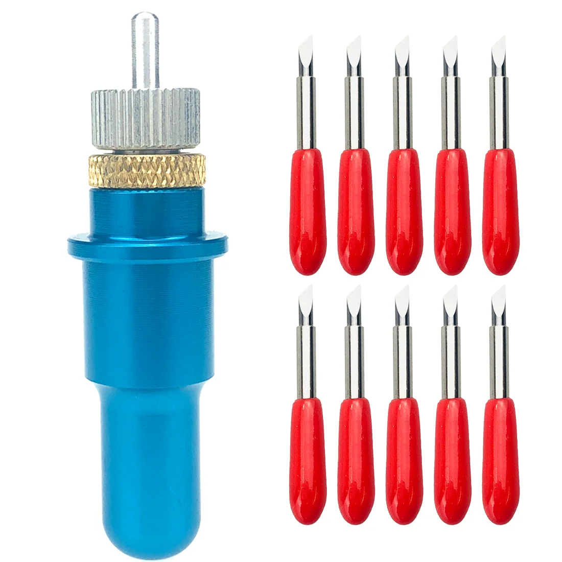 10 Pezzi Diametro 45 Gradi Plotter Da Taglio Per Plotter Da Taglio A Lama Grande Da 2Mm Plotter Da Taglio Per Roland + 1Pc Dia.14Mm Supporto Lama Blu