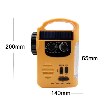 

Multi-functional Flashlight Outdoor Camping Hiking Emergency Hand Crank Solar Dynamo AM/FM Radios Power Bank with LED Lamp