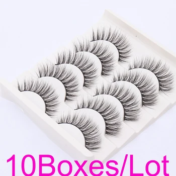 

50 Pairs Fluffy 3D Faux Mink Fake Eyelashes Factory Wholesale Price Synthetic Silk Eyelash Beauty Strip Lashes