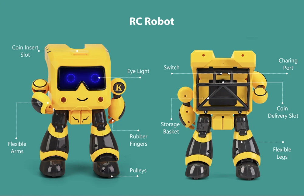 JJRC R17 KUQI-TOTO интеллектуальное Программирование робот хранение игрушек управление монета зондирования быстро медленно переключение роботы с легкой музыкой
