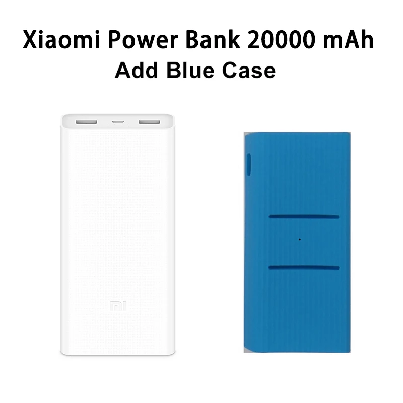 Внешний аккумулятор Xiaomi, 20000 мА/ч, 2C, внешний аккумулятор, портативная зарядка, двойной USB QC3.0Mi, 20000 мА/ч, внешний аккумулятор, зарядное устройство для телефона - Цвет: Mi 20000 BU Case