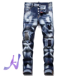 DSQ2 Jeans All match Hip Hop Damage Hole dsq, pantalones vaqueros para hombre