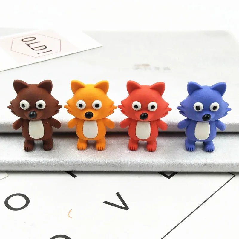 

1PC Cute Rubber Erasers Creative Fox Erasers Kawaii Pencil Erasers For Kids Back To School Gifts Office Supplies Stationery