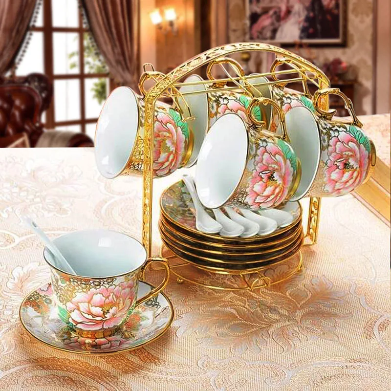 Первоклассный набор кофейных чашек из костяной керамики, британский фарфоровый чайный набор, керамический чайник, сливочник, сахарная миска чайник, послеобеденный чай, домашний декор - Цвет: A3 set