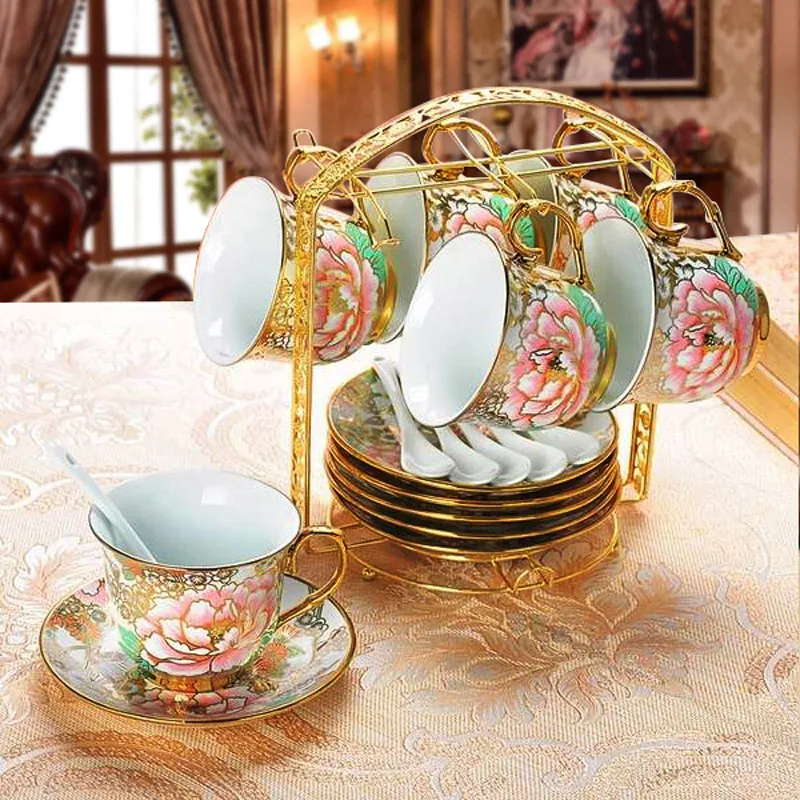 A3 set Первоклассный набор кофейных чашек из костяной керамики, британский фарфоровый чайный набор, керамический чайник, сливочник, сахарная миска чайник, послеобеденный чай, домашний декор - Цвет: A3 set