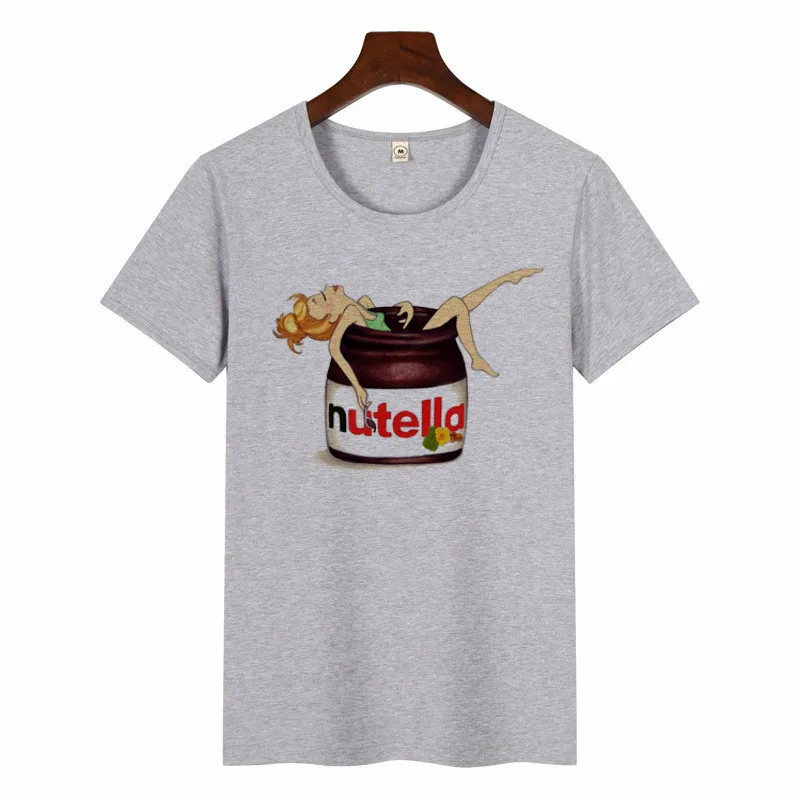 Nutella Kawaii футболка с принтом женская 90s Harajuku Ullzang модная футболка графическая Милая мультяшная футболка корейский стиль Топ Тройники женские - Цвет: p1574-12-grey