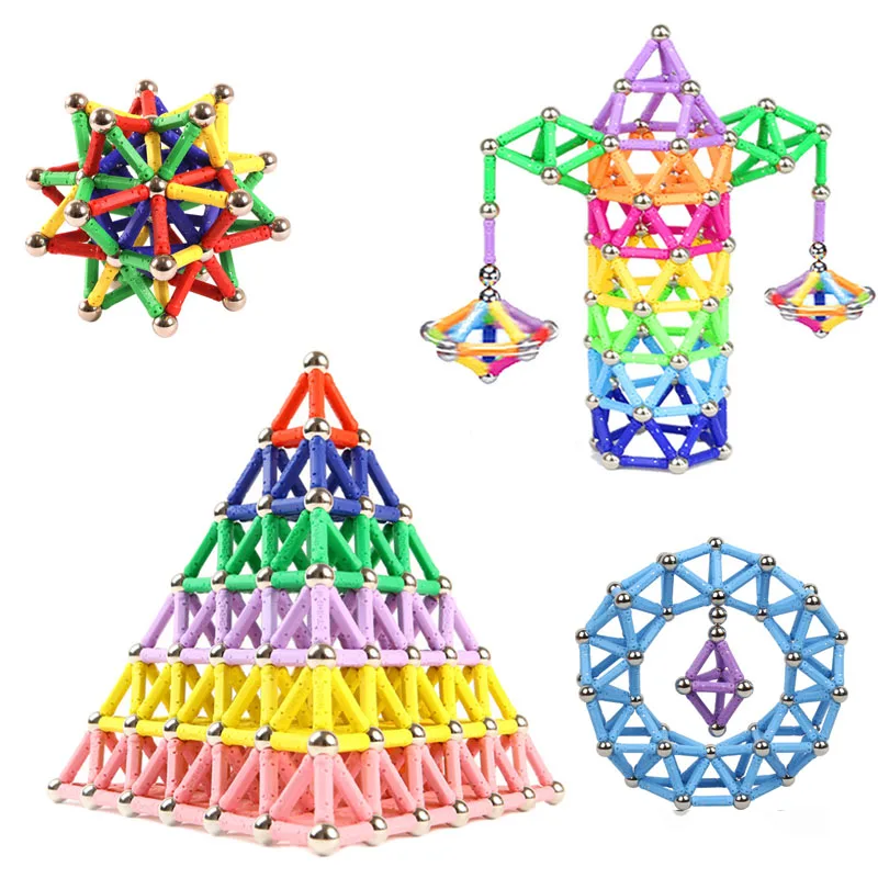 

DIY Magnetic Designer Blocks Magnet Bars Metal ball 3D Construction Toys Accessories Educational Toys for Children Kids Gift