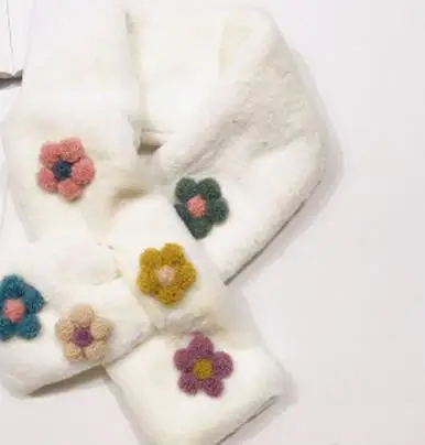 T18-Milk white Детский осенне-зимний шарф для девочек, воротник Han Guodong, дверь Xuan, элегантный зимний плюшевый комплект с цветами, детский шейный шарф T18 - Цвет: T18-Milk white