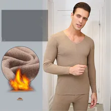 Обновление двухстороннее бархатное мужское термобелье с v-образным вырезом костюм постоянная температура нагревание волокна Нижнее белье Одежда и брюки