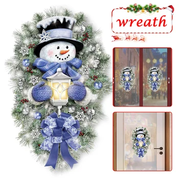 

In Stock A Warm Winter Welcome Snowman Wreath Stickers Christmas Home Door Wall Window Stickers Decals