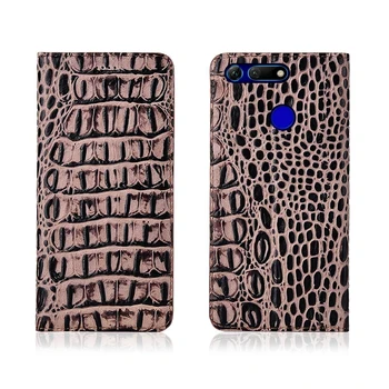 

Crocodile pattern genuine leather magnetic phone case card slot holder for Huawei Honor V20/Huawei Honor 20 flip case capa coque