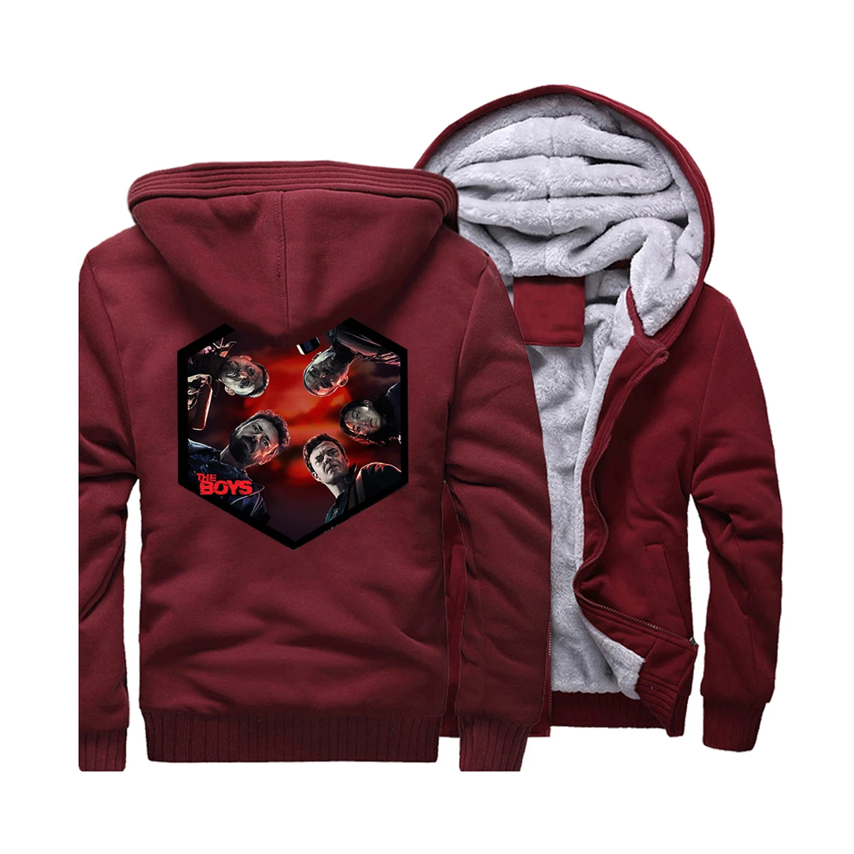 TV Show Anti Hero The Boy Thick Hoodies Hughie The Seven Print Hoody Mens Winter Warm Jacket Zipper Hooded Fleece Casual Hoodie