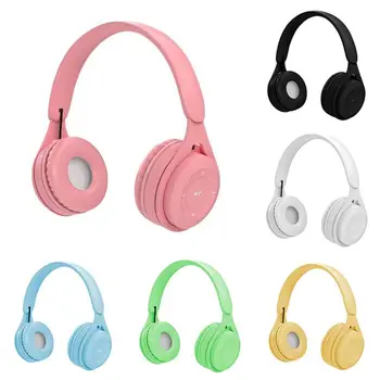 

Bluetooth Wireless Headphones Macaron Color Hifi Music Auto Pairing Earphones Can Inserted TF Card Headsets New Hot