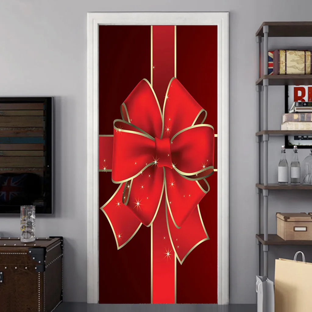 KAKUDER Рождественское украшение для дома наклейки на дверь 3D моделирование удаляемый водостойкий настенный наклейки год 19Oct09