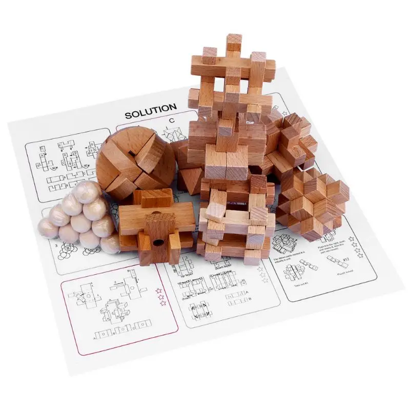 9 шт./лот Классический IQ 3D деревянная головоломка игра игрушки для взрослых детей блокировка Логические игры развивающие игры игрушки