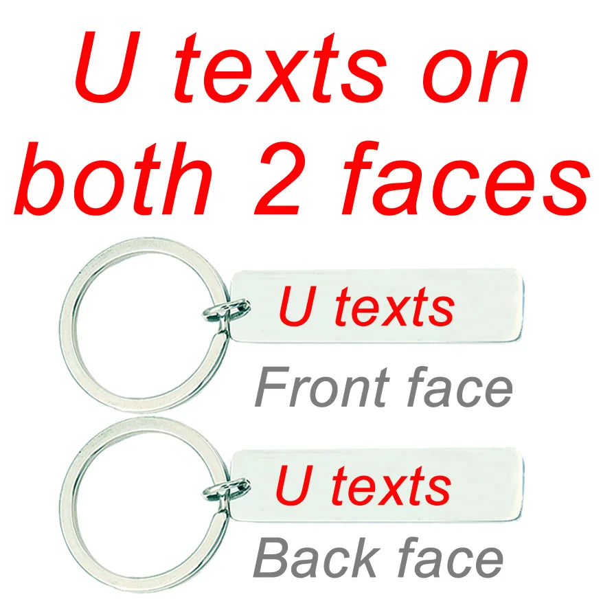U texts on 2 faces Персонализированный брелок, настраиваемый брелок, выгравированный на Ваше имя, текст, подпись и т. д. Безопасный диск, безопасный для езды, я нужен вам здесь, брелок - Цвет: U texts on 2 faces