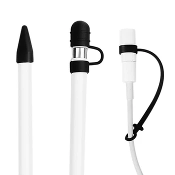 

3pcs/set Pencil Cap Holder Nib Sleeve Case Soft Silicone Protective Cover Anti-Lost Connector Strap For Apple IPad Pro Pencil