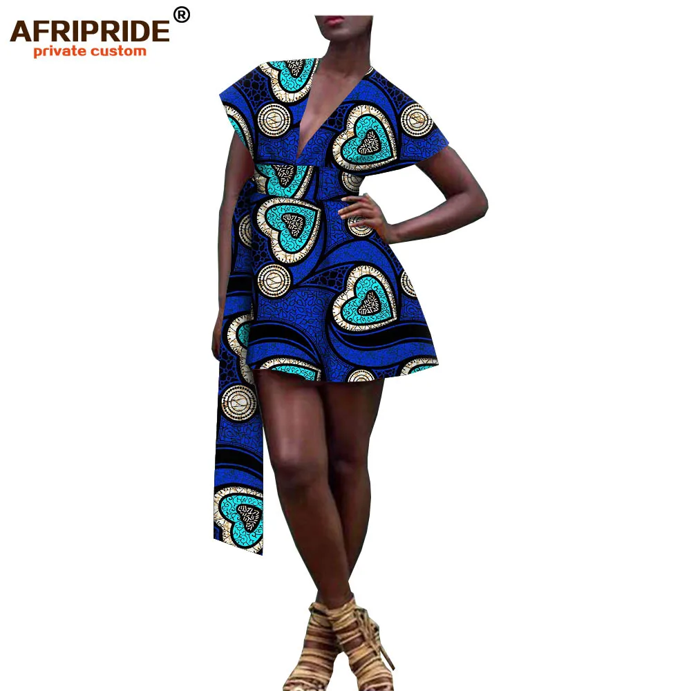 Afripride, Африканское Платье с принтом, сексуальное мини-платье es для женщин, сделанное на заказ, мини-платье с глубоким v-образным вырезом,, с поясом, Анкара, хлопок, A1925057 - Цвет: 539J