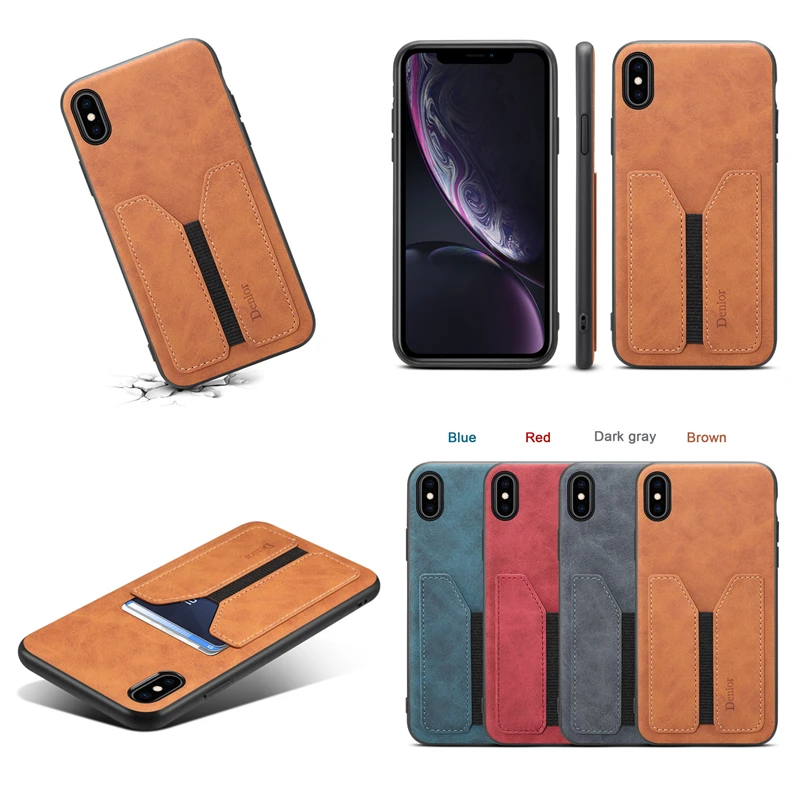 Чехол для телефона с держателем карт Apple iPhone 7 8 Plus X XS Max XR Роскошный кожаный чехол