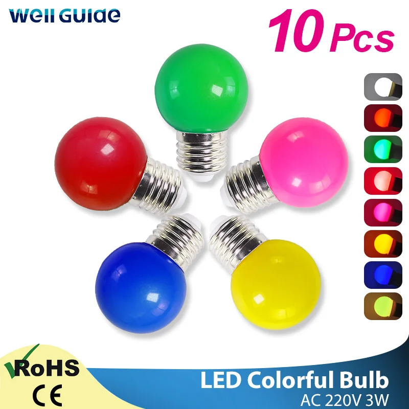Светодиодная лампа E27 RGB 10 шт. 3 Вт цветная лампочка светодиодный светильник SMD 2835