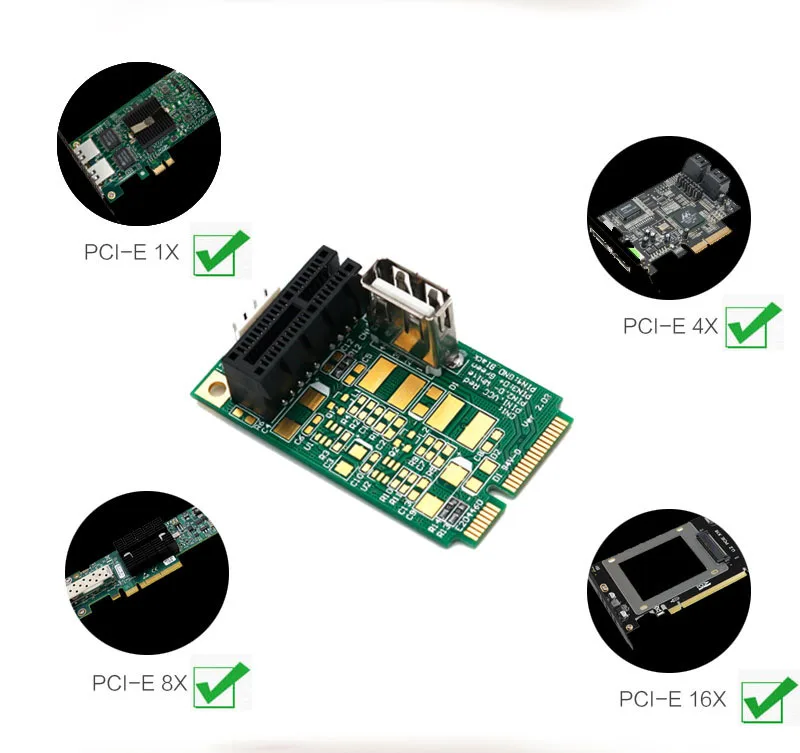 H1111Z добавить на карты Mini PCI-E для PCI Express 1X Riser Adapter 4Pin вход питания Поддержка USB 2,0 передача данных до 480 Мбит/с