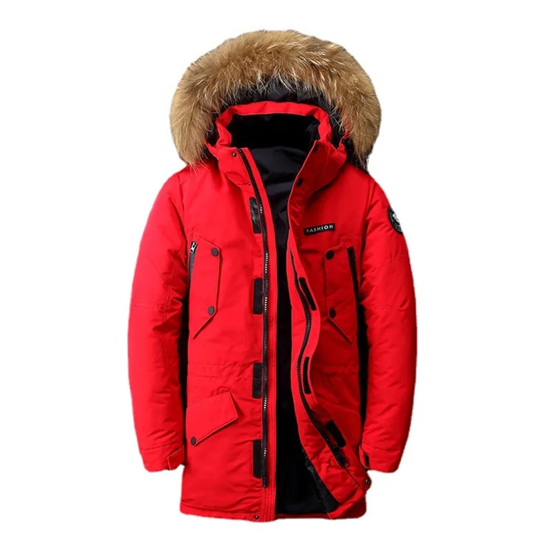 Top Grade Winter Men's Coat 2022 Men's Down Jacket Hooded X-Long Down Jacket Real Fur Mens Thick Warm Windbreaker Jacket Coats