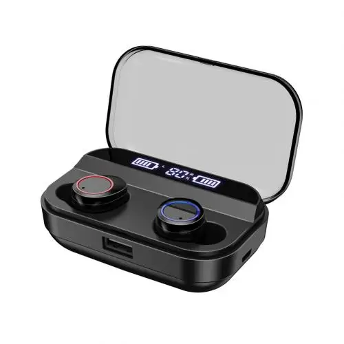TWS Bluetooth настоящие беспроводные наушники 5D стерео наушники мини TWS водонепроницаемые наушники power Bank для смартфонов - Цвет: Черный