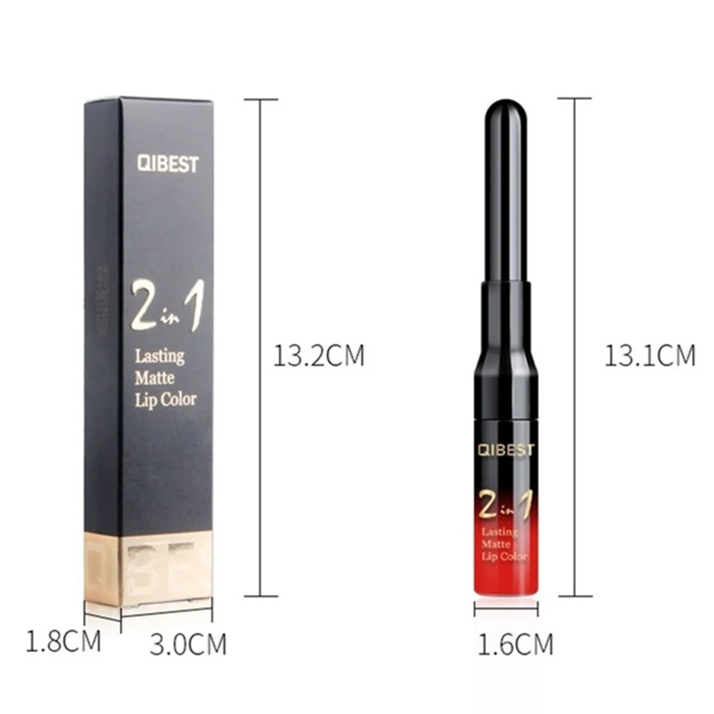 2 in 1 Double Head Velvet Liquid Matte Lip Gloss& Lip Liner Waterproof Nude Makeup Lip stick Pen Makeup