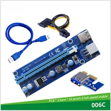 Novo ver006c pcie 1x para 16x express riser cartão gráfico pci-e riser extensor 60cm usb 3.0 cabo sata para 6pin power para mineração btc