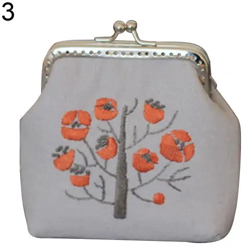 DIY Embroidery Flower Tree Purse Wallet Needlework Sewing Cross Stitch Materials Chinese Style Small Coin Purses Women Vintage - Цвет: 3