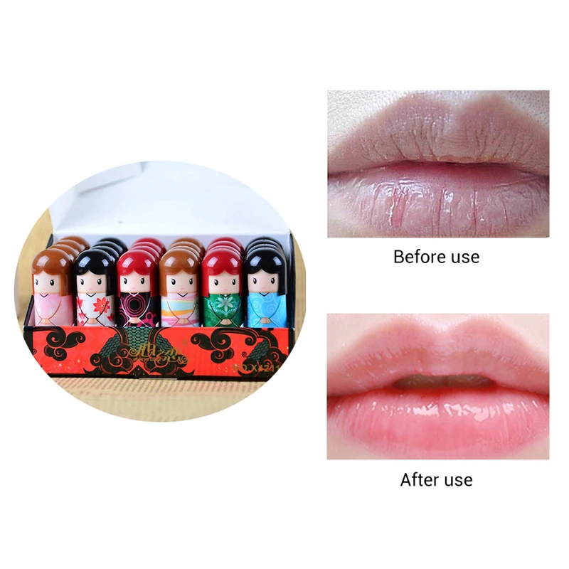 24pcs/Lot Kawaii Lip Balm Fruity Flavor Lipbalm Korean Baby Lips Cute