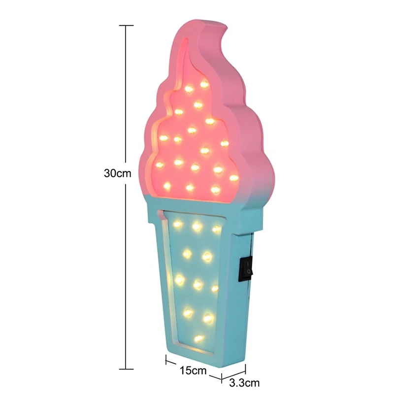 Прекрасный 3D Деревянный светодиодный светильник для мороженого, ночник для детской спальни, светодиодный настенный светильник s для домашнего декора
